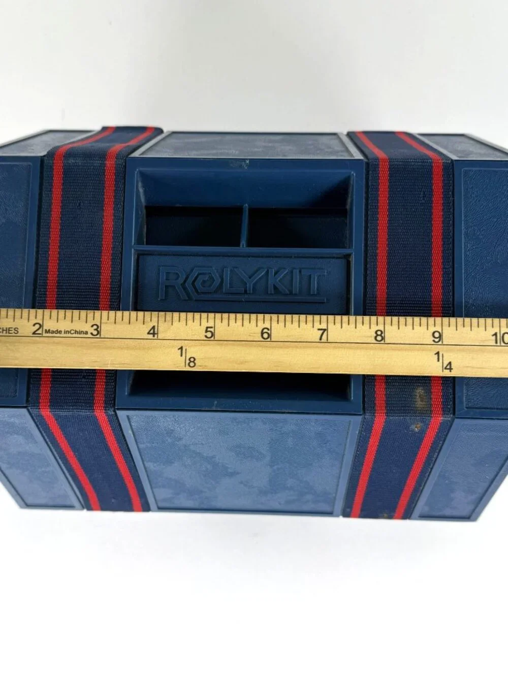 1990's Rolykit Blue Roll Up Storage Box Craft Case Jewelry Sewing Fishing Tools